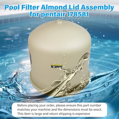 Pool Filter Almond Lid Assembly Compatible with pentair 178581, for Clean & Clear Plus 420 CCP420 160301 and Quad D.E. 80 Pool and Spa Cartridge Filters, Pool Filter Housing Cover Tank Top Lid, 21 In