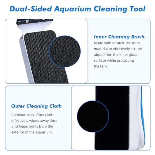 Aquarium Magnetic Glass Cleaner, Fish Tank Algae Scraper Brush Cleaning Tool for 1/4"-1/2" Thickness Glass, Floating Scrubber Brush Cleaner for Acrylic, 1 Detachable Scraper, Large