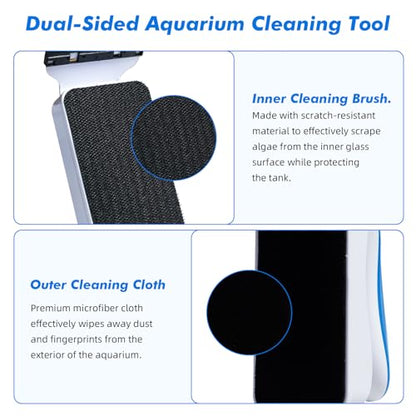 Aquarium Magnetic Glass Cleaner, Fish Tank Algae Scraper Brush Cleaning Tool for 1/4"-1/2" Thickness Glass, Floating Scrubber Brush Cleaner for Acrylic, 1 Detachable Scraper, Large