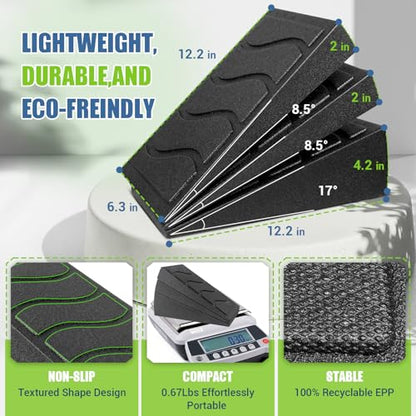 ODCPN Squat Wedge Block, 5 Adjustable Angles Slant Board for Calf Stretching with Stretching Strap & Poster, 520 LBS Heel Elevated Squat Wedge Capacity for Yoga, Ankle Physical Therapy & Mobility