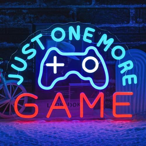 Just One More Game Neon Sign for Gaming Room, USB Powered Gamer Neon Light, Colorful Game LED Light Up Sign for Bedroom, Party, Man Cave,Club, Bar - style: Game