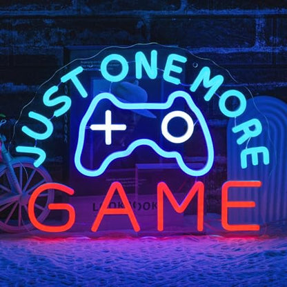 Just One More Game Neon Sign for Gaming Room, USB Powered Gamer Neon Light, Colorful Game LED Light Up Sign for Bedroom, Party, Man Cave,Club, Bar - style: Game