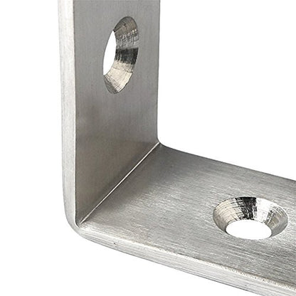Deezio Stainless Steel Heavy Duty Corner Brace Joint Angle Bracket Shelf Brackets, Brushed Nickel, Pack of 4(100x100x3mm)