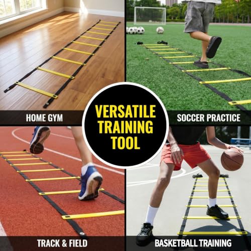 20ft Agility Ladder Training Ladder Speed - color: 1 Pack-Yellow