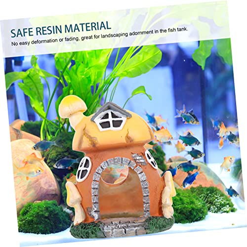 DOITOOL 5pcs Mushroom House Aquarium Decor Resin Fish Hideout for Shrimp and Fish Safe Material Underwater Shelter for for Any Aquarium