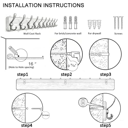 WEBI Coat Rack Wall Mount White,38 9/16" Long Coat Hooks Wall Mounted,Large Wall Coat Hanger,10 Tri Hooks for Hanging Coats,Clothes,Jacket,Farmhouse,White - color: White/White, size: 10 Hooks