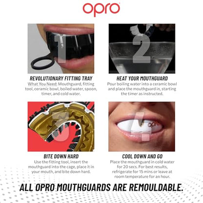 OPRO Gold Level Moldable Mouth Guard for Braces, Premium Fit (Age 10+) - color: Ufc - Black/Silver