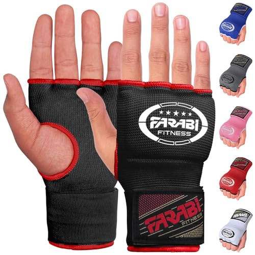 Boxing Hand Wraps Gel Padded Inner Gloves Elastic for Men & Women Boxing Wraps with Quick 32 Inches Long Wrist Straps, for MMA, Muay Thai, Kickboxing, Punching and Martial Arts - color: Black, size: Small-Medium