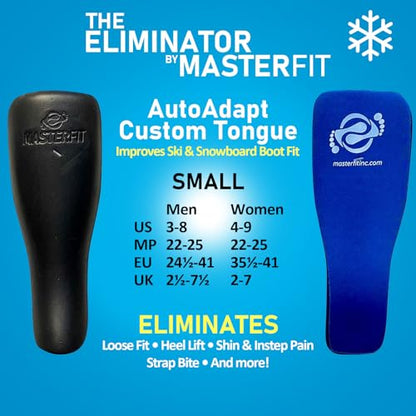 The Eliminator Ski Shin Guards for Skiing, Adult Ski Shin Guards for Skis and Snowboard Boots, Foam Pads to Reduce Discomfort, Boot Volume Reducer & Protector for Men & Women - size: Small