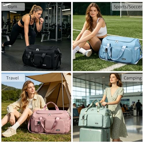 Eslcorri Gym & Travel Duffel Bag Backpack with Shoe & Wet Pocket, LightBlue - color: 42L-Light Blue