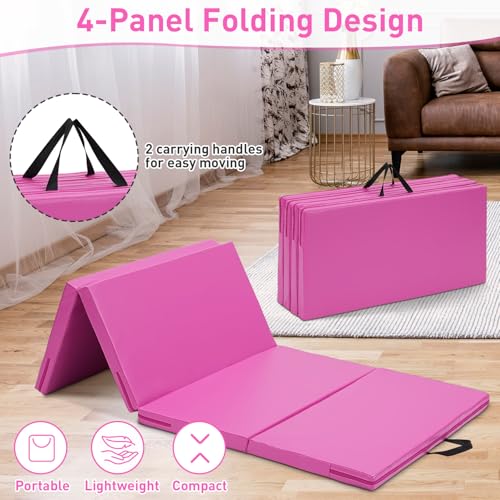 Gymnastics Mat, 3x6FT / 4x8FT 2" Thick Kids' Folding Tumbling Mat - color: 3x6FT-Pink