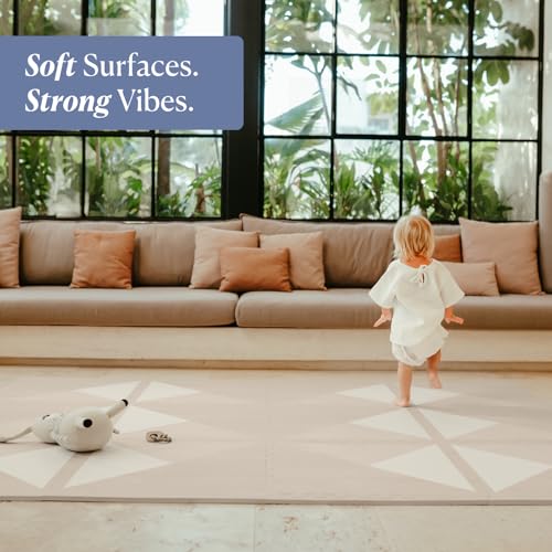 Toddlekind Playmat - Premium Foam Playmat, 4 x 6 feet, 6 Tile Extra Thick Foam Floor Puzzle Mat for Babies/Toddlers Stylish, Non-Toxic, Odorless. Perfect for Tummy Time, Crawling, and Play. Ideal for Nursery and Playroom. 0m+ (Golden Beige) | 4' X 6' Non-