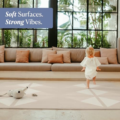 Toddlekind Playmat - Premium Foam Playmat, 4 x 6 feet, 6 Tile Extra Thick Foam Floor Puzzle Mat for Babies/Toddlers Stylish, Non-Toxic, Odorless. Perfect for Tummy Time, Crawling, and Play. Ideal for Nursery and Playroom. 0m+ (Golden Beige) | 4' X 6' Non-