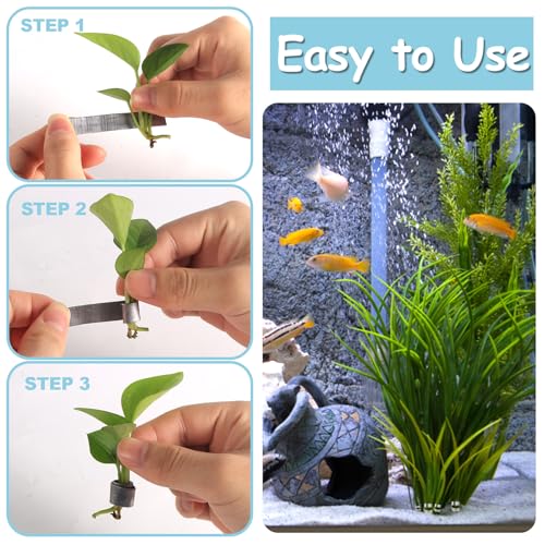 XIHIRCD 40pcs Aquarium Plant Weights, Metal Bendable & Cuttable Aquatic Plant Over Weight Anchors for Fish Tank Ponds Aquarium Prevent Plants Floating (Silver)