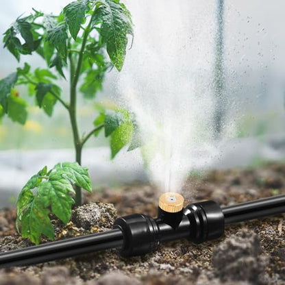 30 Pcs 1/4" Drip Irrigation Tee Connectors for Tube Quick Connect Parts Fittings for 1/4 Inch(6.35mm) Tubing or Sprinkler(Pom,Misting Nozzle,Black) - size: Black, style: Misting Nozzle