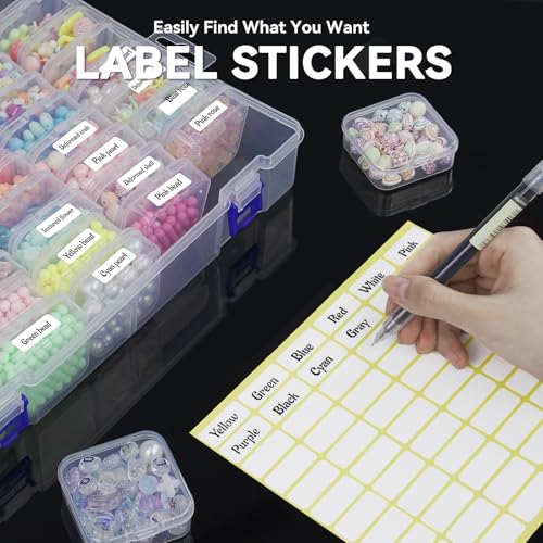 Bead Organizer Box, 46Pcs Small Bead Organizers and Storage Plastic Cases, Mini Clear Storage Containers Boxes with Hinged Lid for Diamond Painting Accessories Seed Jewelry Crafts