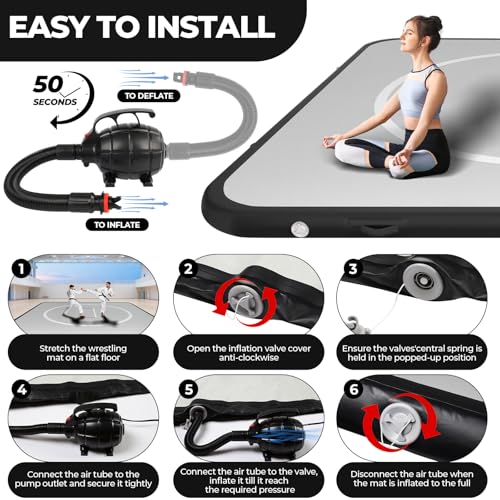FAHKNS Inflatable Wrestling Mat for Home, 10x10FT 4" Thick Jiu Jitsu Mats
