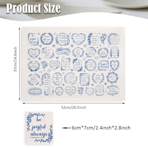 SUPERDANT 5Pcs Verses Underglaze Ceramic Decal 20.5x14.6Inch Scripture Pottery Waterslide Blue Script Transfer for Handmade Dishes Easy Apply for Coffee Cup Plate - style: Scripture