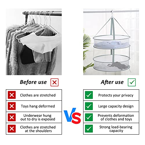 2 Pack 3-Tier Folding Mesh Clothes Hanging Dryer, Sweater Drying Rack, Large Laundry Drying Rack, Lay fold Flat Dry Hanger, Mesh Clothes Hanging Dryer - XL(3Tier)+XL(3Tier) - size: XL(3Tier)+XL(3Tier)
