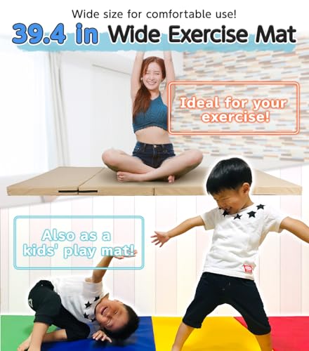 KaRaDaStyle Gymnastics Mat Folding Stretch Mats 71"x39"x2" Exercise Muscle Training Children Play Horizontal Bar Mat Yoga Sports Soundproof Home Use - color: Green/4-fold