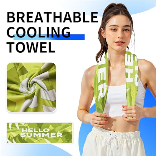 Cooling Sports Towel 39"X11.8" Cold Feeling Towel for Gym Fitness Running Yoga Pilates Soft Quick Dry Breathable Lightweight Camping Towel Summer Hiking Climbing Workout Essentials(Bright Green) - color: Bright Green