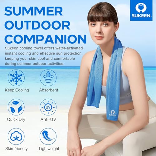 Sukeen Cooling Towels 8 Pack (40"x12"), Chilly Ice Cooling Neck Wraps - color: Black/Royal Blue/Dark Gray/Lake Blue/Sky Blue/Green/Rose Red/Gray