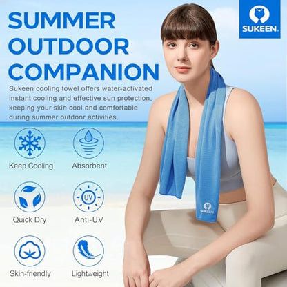 Sukeen Cooling Towels 8 Pack (40"x12"), Chilly Ice Cooling Neck Wraps - color: Black/Royal Blue/Dark Gray/Lake Blue/Sky Blue/Green/Rose Red/Gray