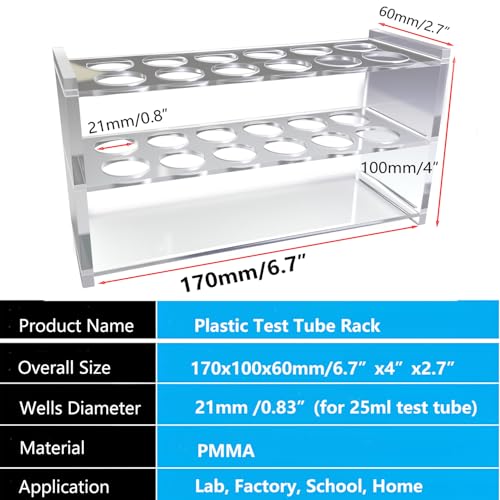 Plastic Test Tube Rack,12 Slots Acrylic Test Tube Holder for 25ml Tubes Lab Tube Racks Plant Propagation Station Holder Pen Holder,21mm/0.83inch Diameter (25ml) - color: 25ml