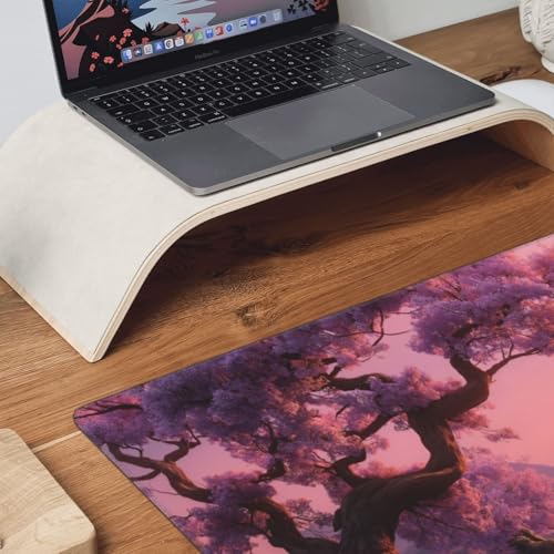 XXL Gaming Mouse Pad 35.4 x 15.7 Inch, Large Extended Desk Mousepad with Cherry Blossom Design, Water-Resistant Surface, Stitched Edges, Non-Slip Rubber Base Desk Mat - color: Cherry Blossom