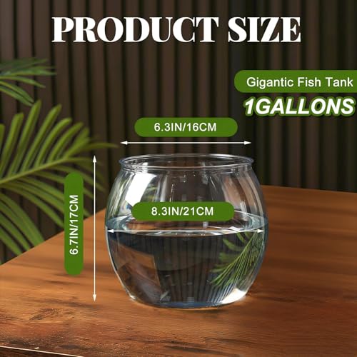 1 Gallon Plastic Fish Tank Large Bowl Shatterproof with Crystal Clear Clarity for Terrarium, Flower Vase Centerpiece Gift for Fish Lovers (Round) - size: 1 Gallon, style: Round
