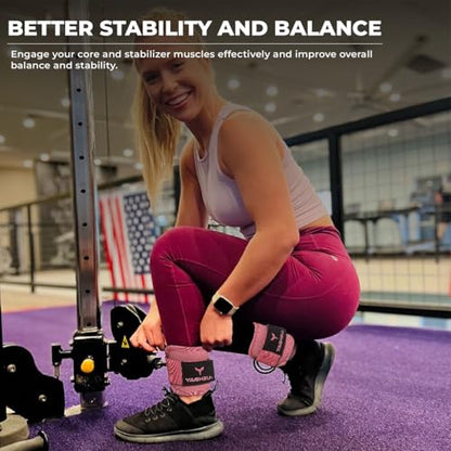 Adjustable Gym Ankle Straps for Cable Machines Women & Men, Glute Kickbacks - color: Solid Pink, size: Single