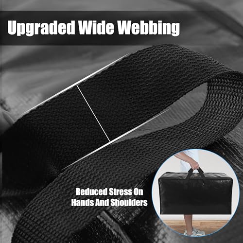Cosy Family 4 Pack Heavy Duty Extra Large Moving Bags with Backpack Straps - Strong Handles & Zippers, Storage Totes For Space Saving, Fold Flat, Alternative to Moving Box (Set of 4, Black)