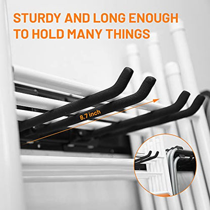 Wallmaster Garage Storage Organization Wall Mount, Garden Tool Rack Organizer Heavy Duty Folding Chair Hangers with 6 Adjustable Hooks 48inch Tracks Max Load 450lb - size: 6Hooks+3Panels