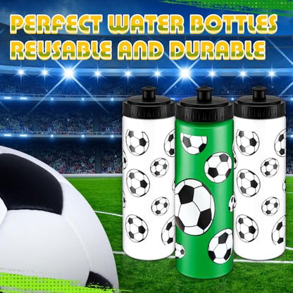 12 / 24 Pack Sports Water Bottles 20 oz Bottle Basketballs Party Favors Reusable Sports Squeeze Water Bottle for Party Favor Players Lovers Team Gifts Gym - style: Soccer