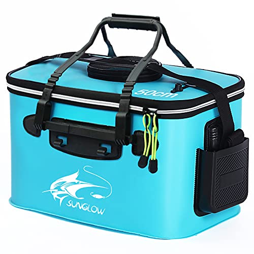 Grneric Fishing Bucket, 6Gallon/8Gallon/10Gallon Foldable Fish Bucket,Live Fish Container Multi-Functional Live Fish Bait Bucket,Outdoor Camping EVA Fishing Bag and Fish Protection Bucket - color: 38l/10gallon(blue)