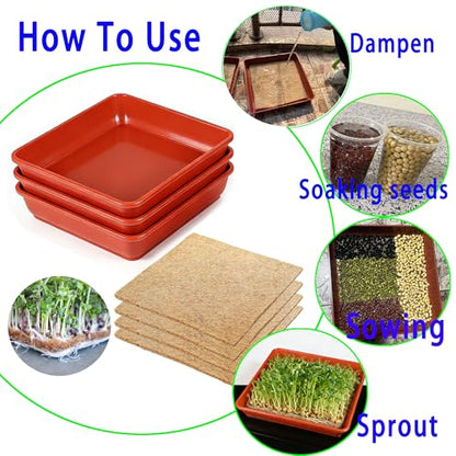 Microgreens Growing Trays Kit –3 Pack (12 x 12) in MicroGreen Grow Trays with 4 Hemp Fiber Grow Mats, 10 x 10 x 1.8 Inch Seed Starter Trays for Growing Microgreens, Indoor Gardening - size: MIX