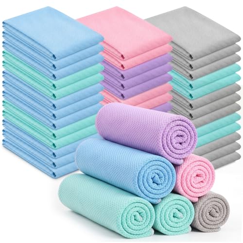 Shellwei 50 Pcs 40 x 12 Cooling Towel Bulk for Neck and Face - color: Multicolor