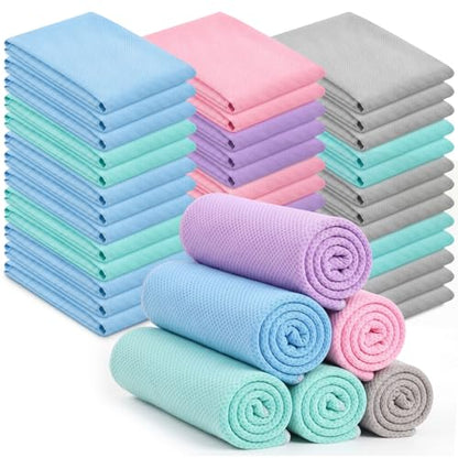 Shellwei 50 Pcs 40 x 12 Cooling Towel Bulk for Neck and Face - color: Multicolor