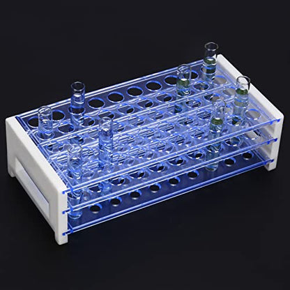 stonylab Test Tube Rack, 3-Tier Detachable Blue Plastic Holder Stand Rack, for Laboratory Scientific Experiments, 33/64 inch 50-Place - size: 33/64 inch