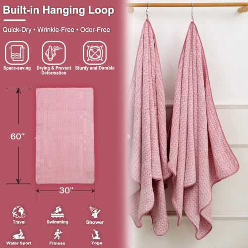 JML Microfiber Bath Towels, 2 Pack, 30x60 in, Fine Wave Pink - color: Cationic Fine Wave Pink, size: 30 in x 60 in