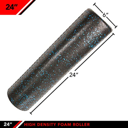 JFIT High Density Foam Roller – EPP Deep Tissue Massage Roller for Muscle Recovery, Myofascial Release & Stretching - color: Speckled Blue, size: 24-Inch