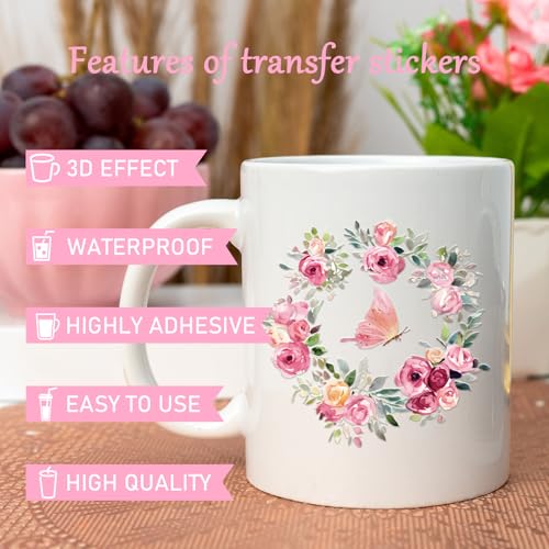 UV DTF Cup Wrap - 10 Sheets Spring Flower UV DTF Cup Wraps for 16 oz Glass, Wildflower Butterfly UVDTF Decals for Water Bottle, Waterproof Floral Rub on Transfer Stickers, DIY Crafts - style: Spring Flower