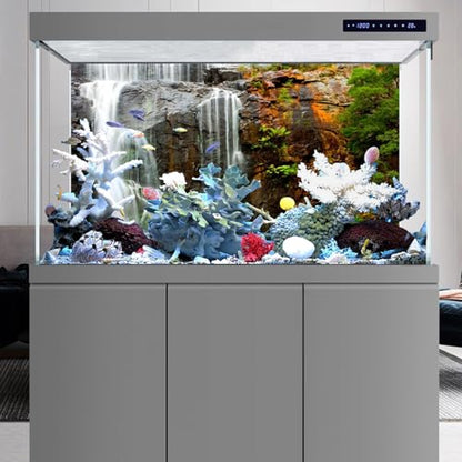 AWERT 72x24 inches Waterfall Terrarium Background Tropical Aquarium Background Mountain Lake Reptile Habitat Background - size: 72x24in/180x60cm