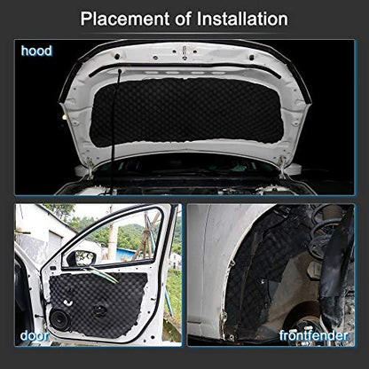 uxcell Sound Acoustic Absorption Car Audio Stereo Heatproof Foam Wave Style Sound Deadener Mat 19.7"x78.7" 10.76sqft - size: 10.76sq.ft