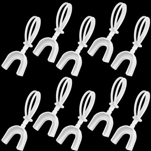 Dunzy 10 Pcs Strapped Mouth Guard Sports Mouthguard with Strap No Boiling Mouthguard Adult Youth Football Mouthpiece Mouth Protector for Boxing Basketball Lacrosse - color: White, size: Youth