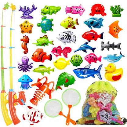 Goody King Magnetic Fishing Game Pool Toys for Kids - Outdoor Indoor Water Table Toys Carnival Party Water Bath Toy for Toddlers 1-3 4 5 6 Years Old 2 Players Gift (Medium) - size: Medium