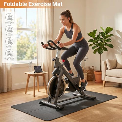 Walking Pad Mat for Carpet,6mm Thick,Bike Mat Compatible with Peloton Bike,Elliptical,Treadmill Mat,Under Exercise Bike Trainer Pad for Indoor Stationary Spin Bike Gym Equipment Hardwood Floor Carpet - size: 60"L x 24"W x 0.3"Th