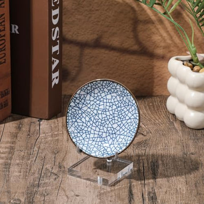 6 Pcs Clear Acrylic Easel Stand, Adjustable Metal Arm Display Holder for Crystals, Minerals, Rocks, 2.4x2.4x3.5 Inch