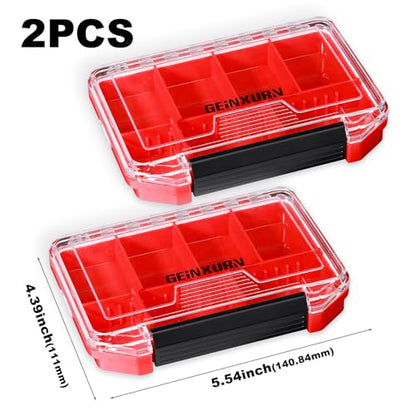 Geinxurn IPX4 Waterproof Small Storage Parts Organizer, Small Parts Case with Removable Dividers, Screwdriver Bit Set Box(2 Boxes)