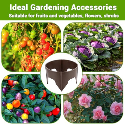 24 Pieces Planting Grow Rings, 7.8-15.16in Adjustable Round Plant Support Rings, Brown Plant Rings for Outdoor Plants – Blocks Pests & Retains Soil Moisture
